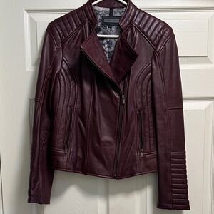 Black Rivet Deep Burgundy Leather Jacket